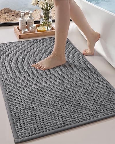 Miniatura 16 de Color&Geometry Alfombras de baño de felpilla ultra suave, parte trasera de goma antideslizante, lavable a máquina, súper absorbente, para baño,