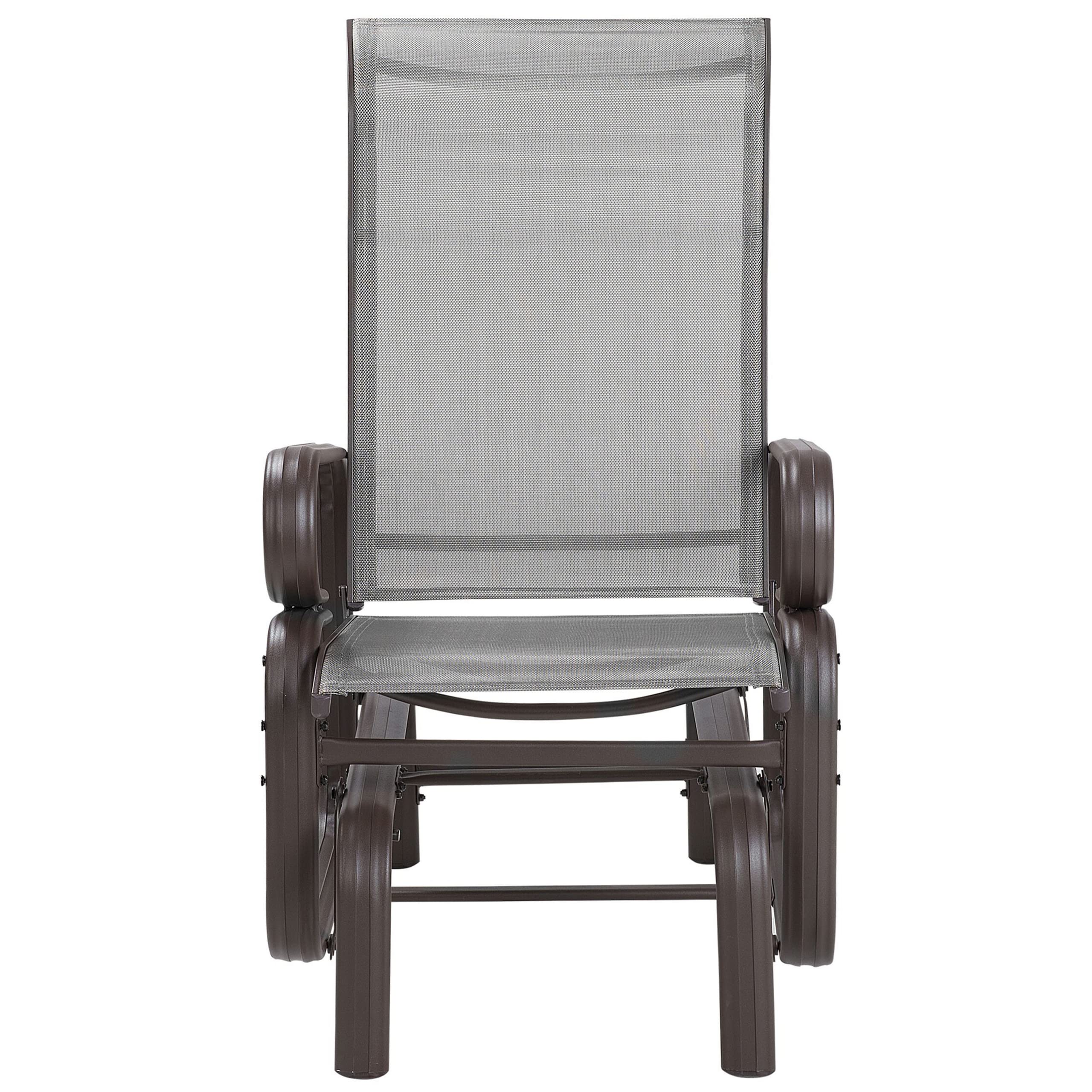 Beliani Chaise Fauteuil à Bascule en Aluminium et Textile Marron Confortable Durable et Élégante pour Salon Jardin ou Terrasse au Style Moderne