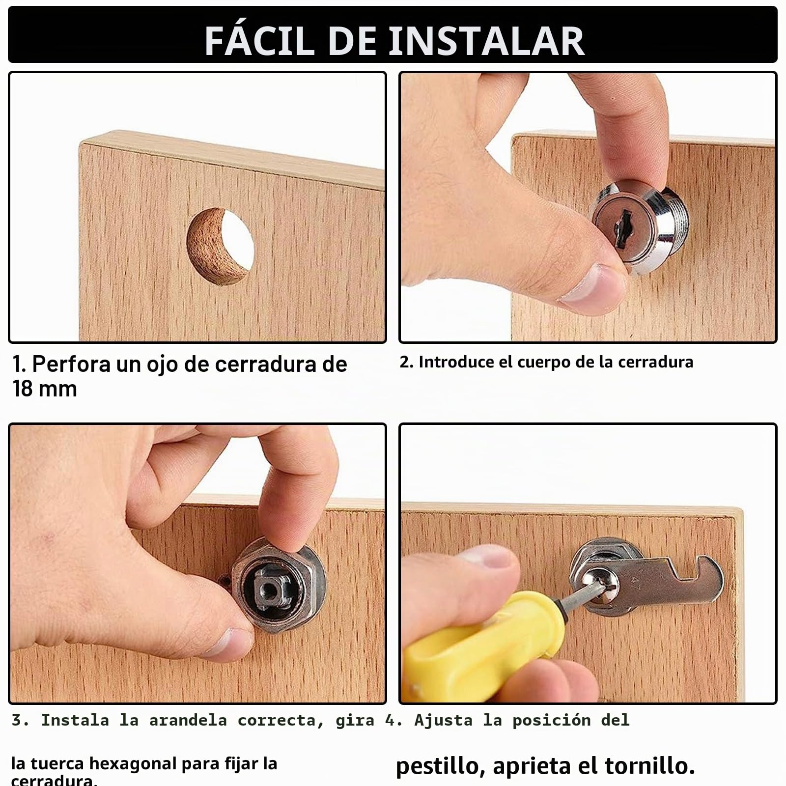 SENENQU 10 Piezas Cerradura Buzon Universal 20 mm, Cerradura Taquilla de Zinc para Armario con Llave, Bombin Buzon con 20 Llaves y Placas 47/35 mm para Cajón, Mueble y Buzón