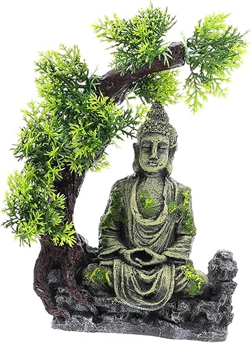 balacoo Estatua de piedra, suministros de tanque de reptiles, meditación, estatua de Buda de jardín, estatuas de escritorio, adornos de césped,