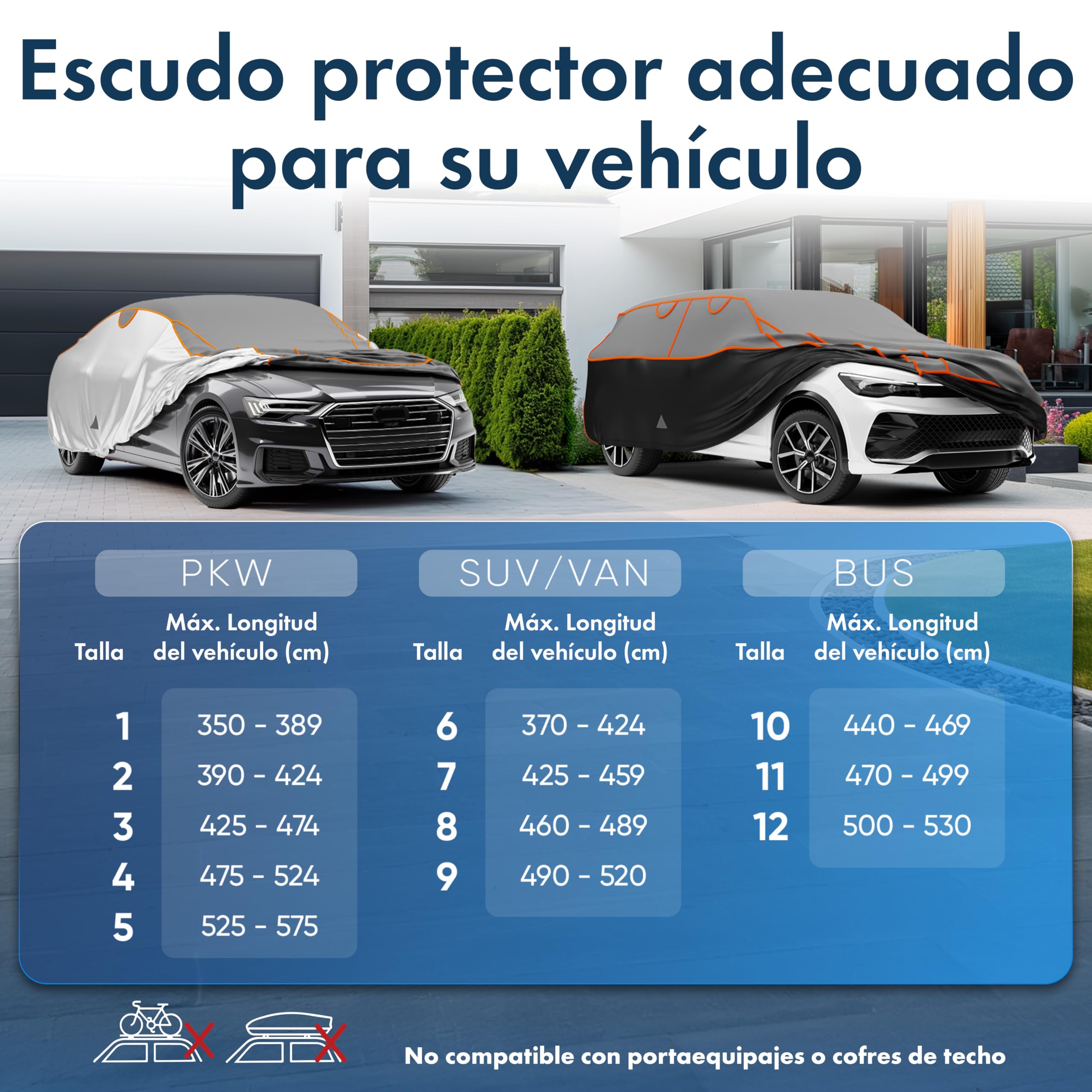 WALSER Funda antigranizo para el Coche Perma Protect, Galardonado Muy Bueno* Funda Repelente al Agua antigranizo para automóvil, Certificado por TÜV Austria* Lona para Coche, Funda para Coche Talla 3
