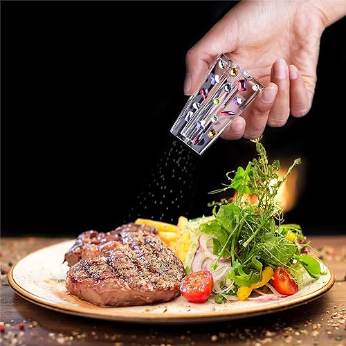 Miniatura 5 de Juego de 2 saleros y pimenteros de cristal recargables de 3 pulgadas de alto para decoración de cocina o mesa, salero con diamantes de imitación