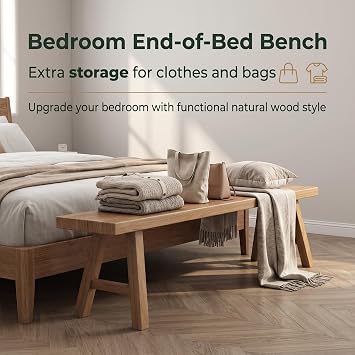 Wooden Bench Indoor,Dining Table Bench Seat,Hallway Shoe Bench,Kitchen Benches,Solid Wood Bench,Durable and Stable,Small Rustic Decorative Long Bench,for End of Bed,Living Room,Lounge(100x26x45cm)