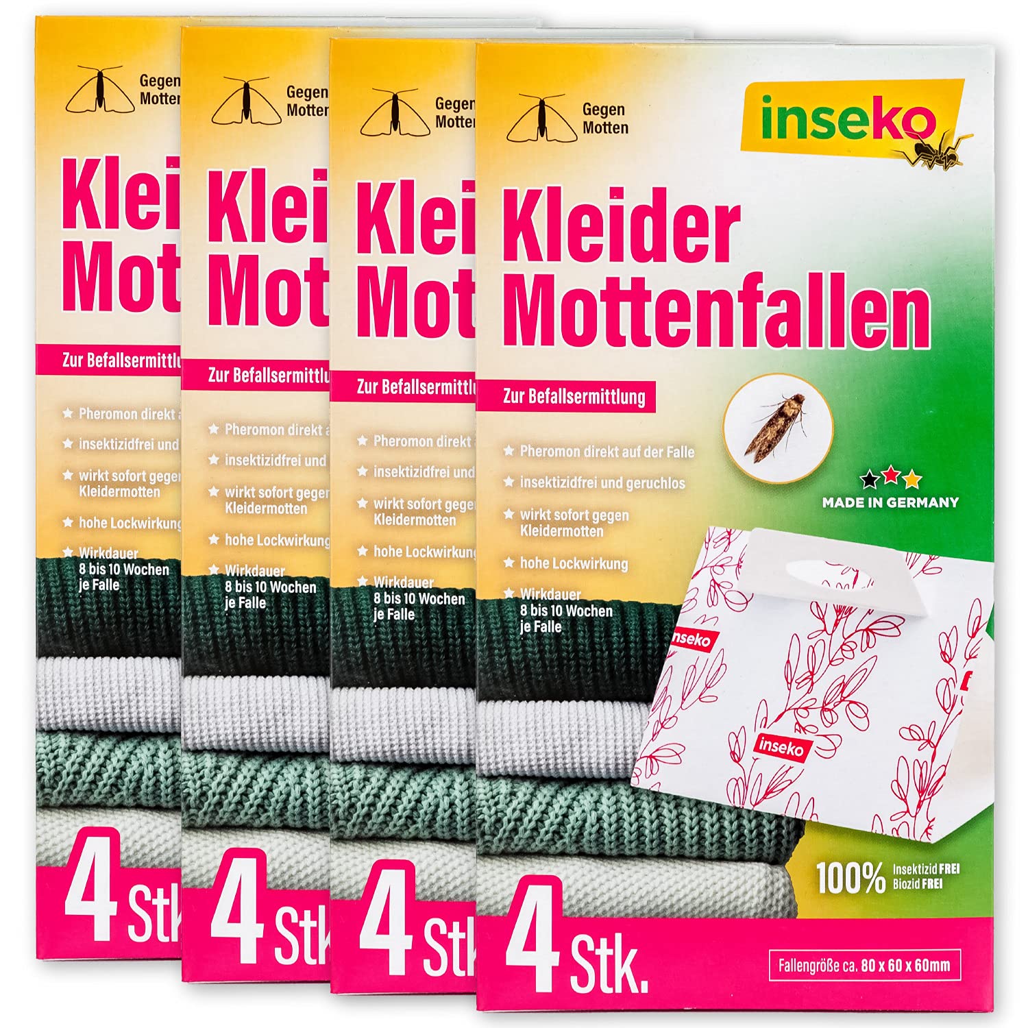 inseko 16 x Kleidermottenfallen I insektizidfrei und geruchlos I zur Befallsermittlung I Made in Germany (16)