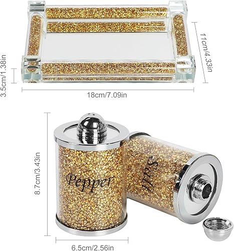 Miniatura 5 de Topsky Juego de 3 recipientes de cristal para té y azúcar, diamantes triturados de cristal brillante, juego de almacenamiento de tarros de café de