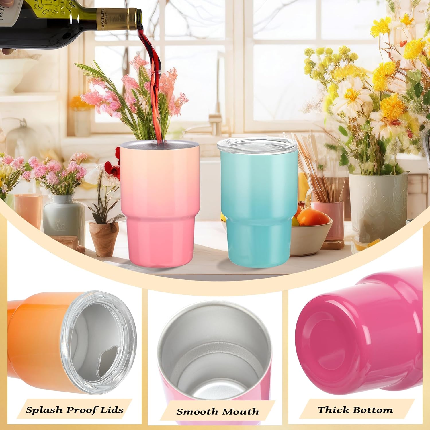 6 Pack 3 oz Gradient Mini Tumbler Shot Glass with Straw and Lid,Sublimation Christmas Shot Glasses Stainless Steel Vacuum Insulated Mini Tumblers Cups Gifts for Wedding Cocktail Party - Image 7