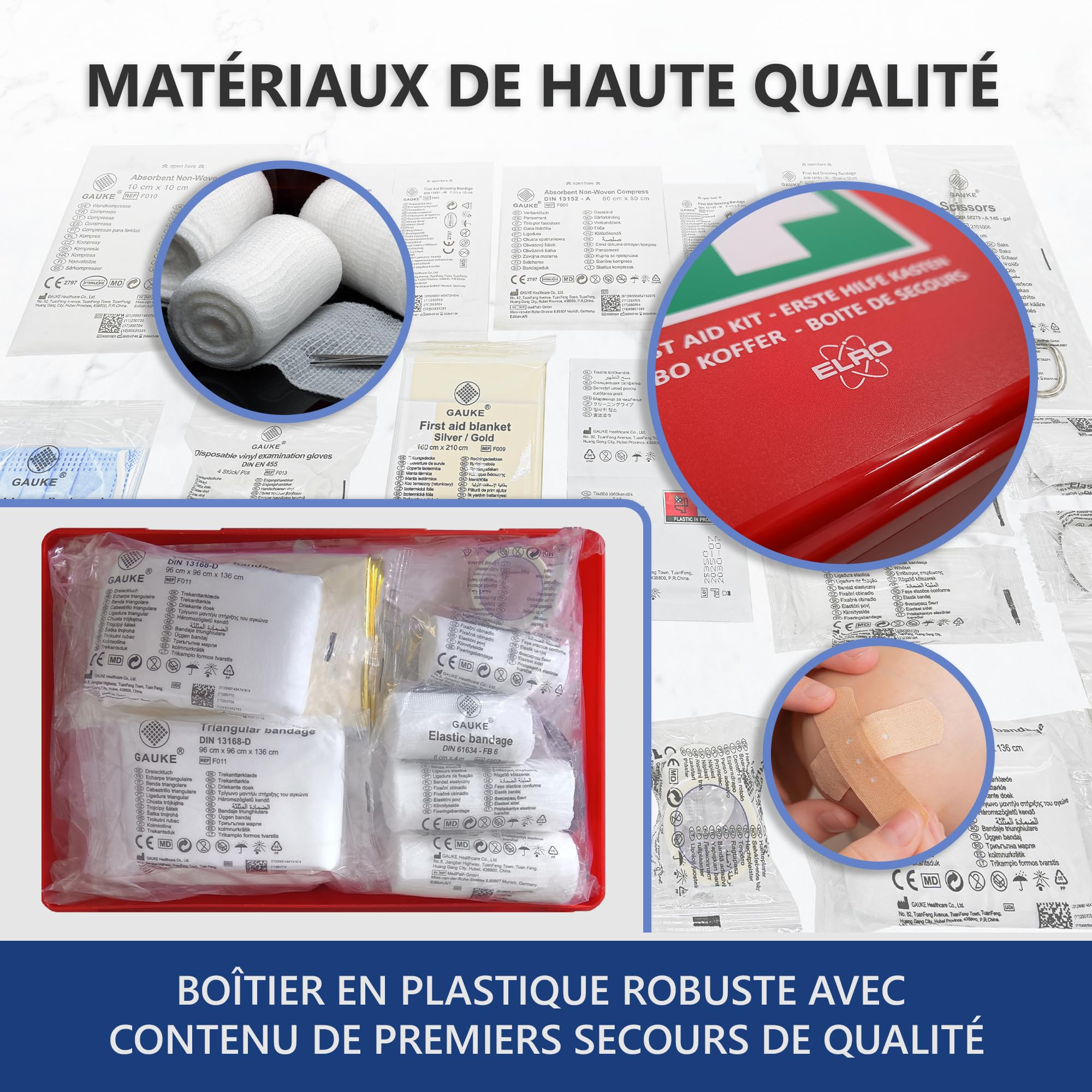 Elro First Aid2500 Trousse de Premiers Secours B Medium 83 pièces Certifié EN13157