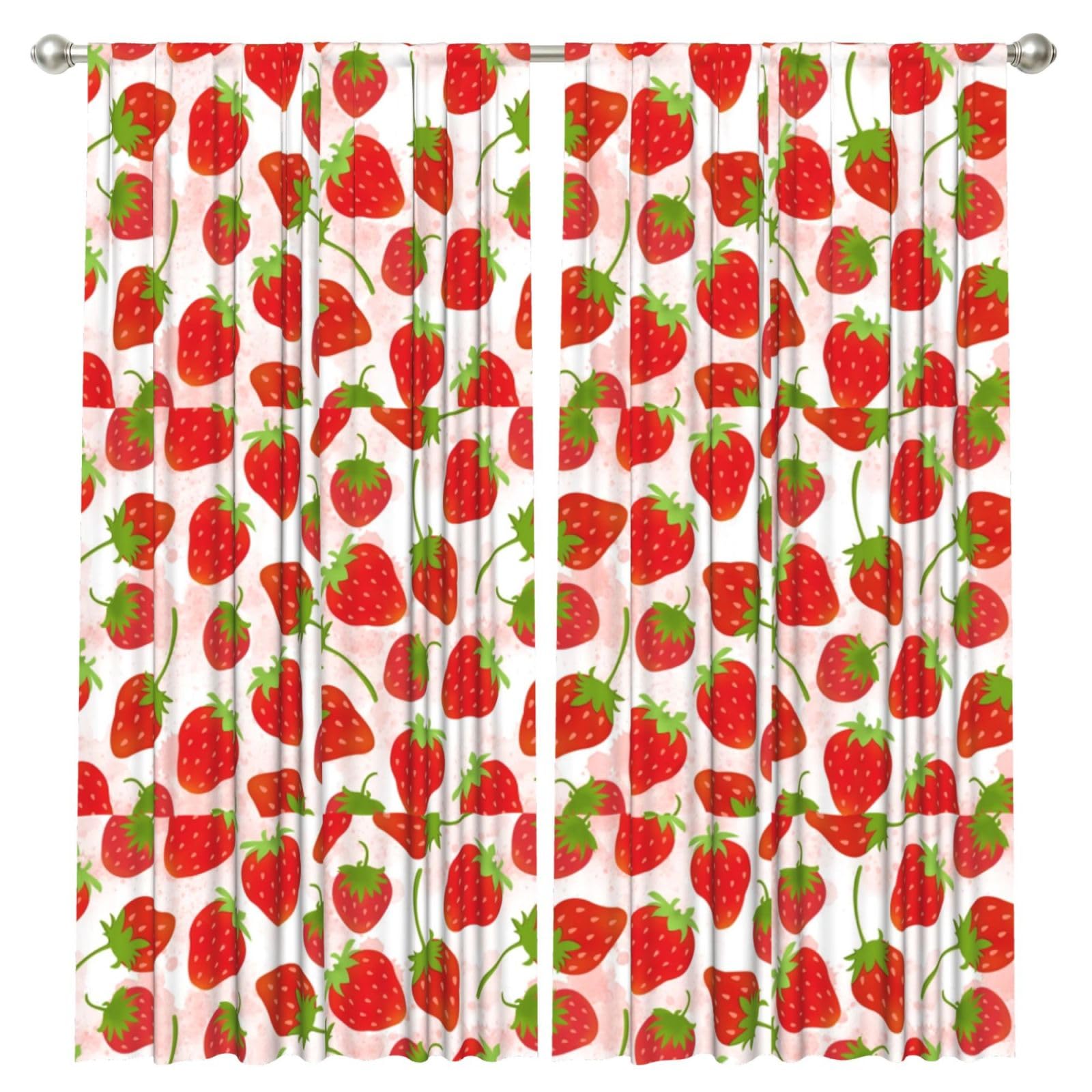 InOmak Strawberry, 2 Panels Window Curtains 52 x 84 Inch Blackout Curtains for Living Room Bedroom