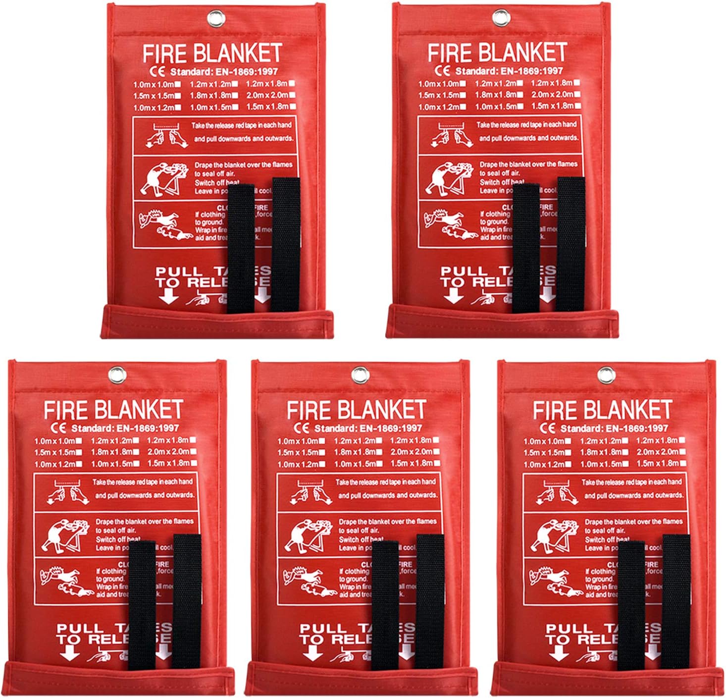 Fire Blanket Fire Suppression Blanket, Fire Guardian Blankets, Fire Blanket for Kitchen People and Car -Emergency Safety (40 x 40 Inch) (White (5 Pack))
