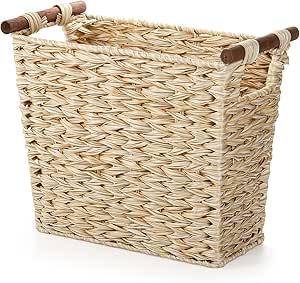 Maxdot 2-Pack Woven Wicker Trash Cans - 3 Gallon Handwoven Water Hyacinth Waste Baskets For Home