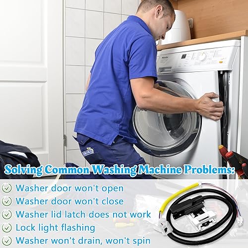 Miniatura 4 de W11307244 W10682535 Reemplazo de cerradura de tapa de lavadora para Whirlpool Maytag Amana Kenmore Series 110 200 500 Roper WTW5000DW1 RTW4516FW2