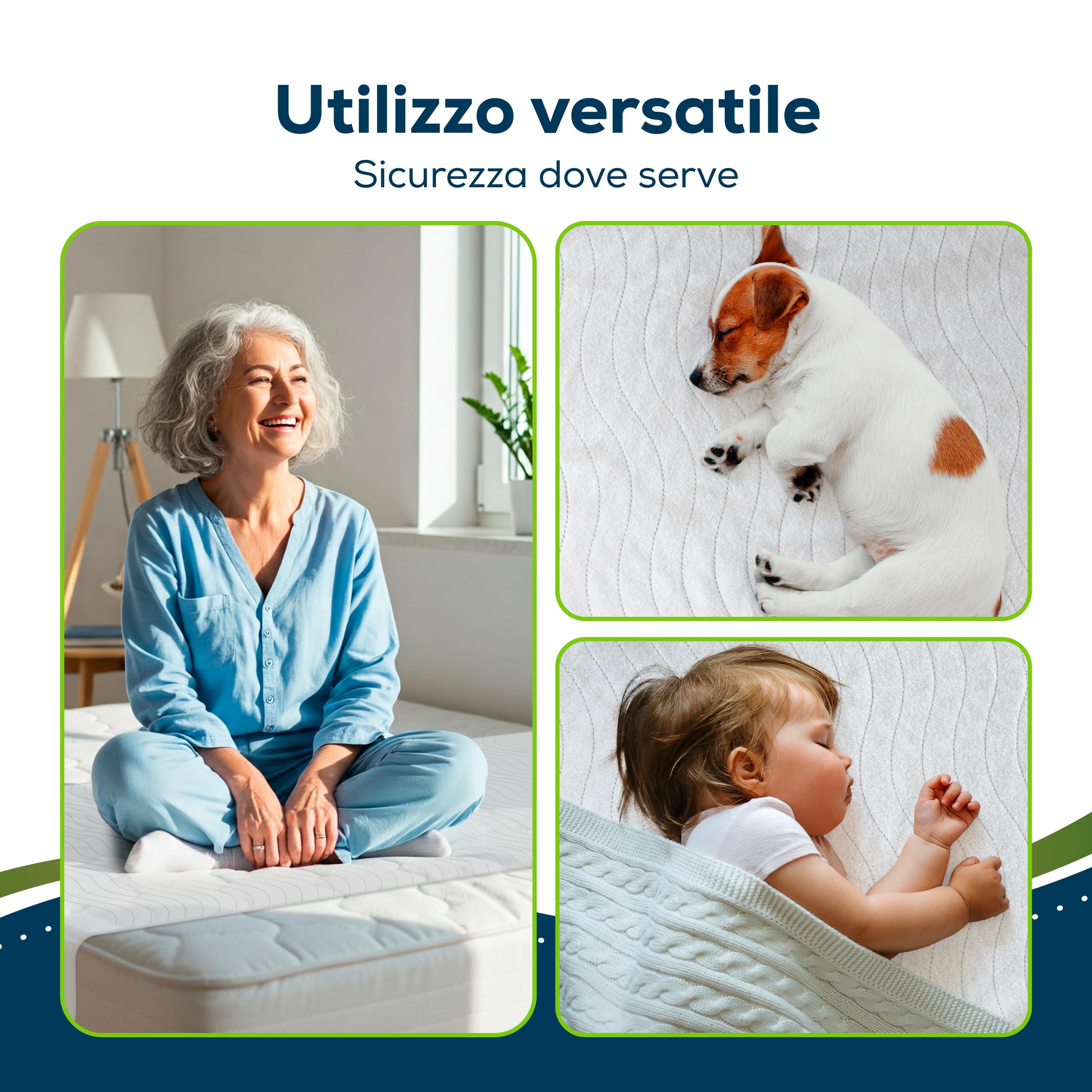 Sensalou Traverse Impermeabili 85x90 cm – Set da 4 con Alette 44 cm | Lavabile 90°C | Assorbenza 2400 ml/m² | Tessile Morbido & Silenzioso – Protezione Materasso Neonato & Adulto