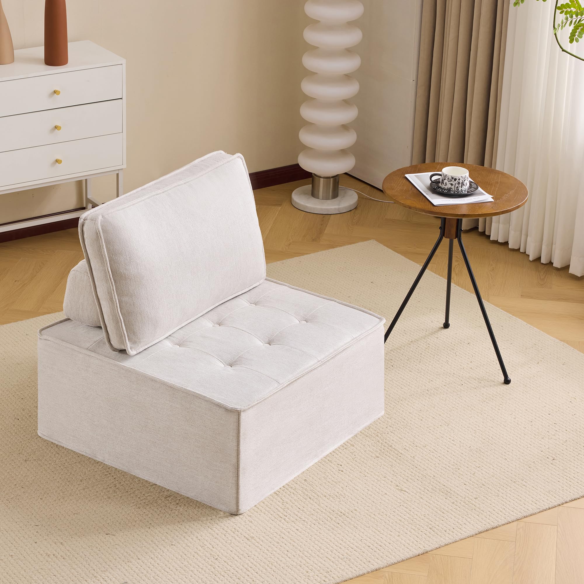 Sofá Modular Reclinable de Tela 100% Lino, Asiento Individual o en Forma de L, Espuma de Alta Elasticidad, para Apartamentos Pequeños y Dormitorios