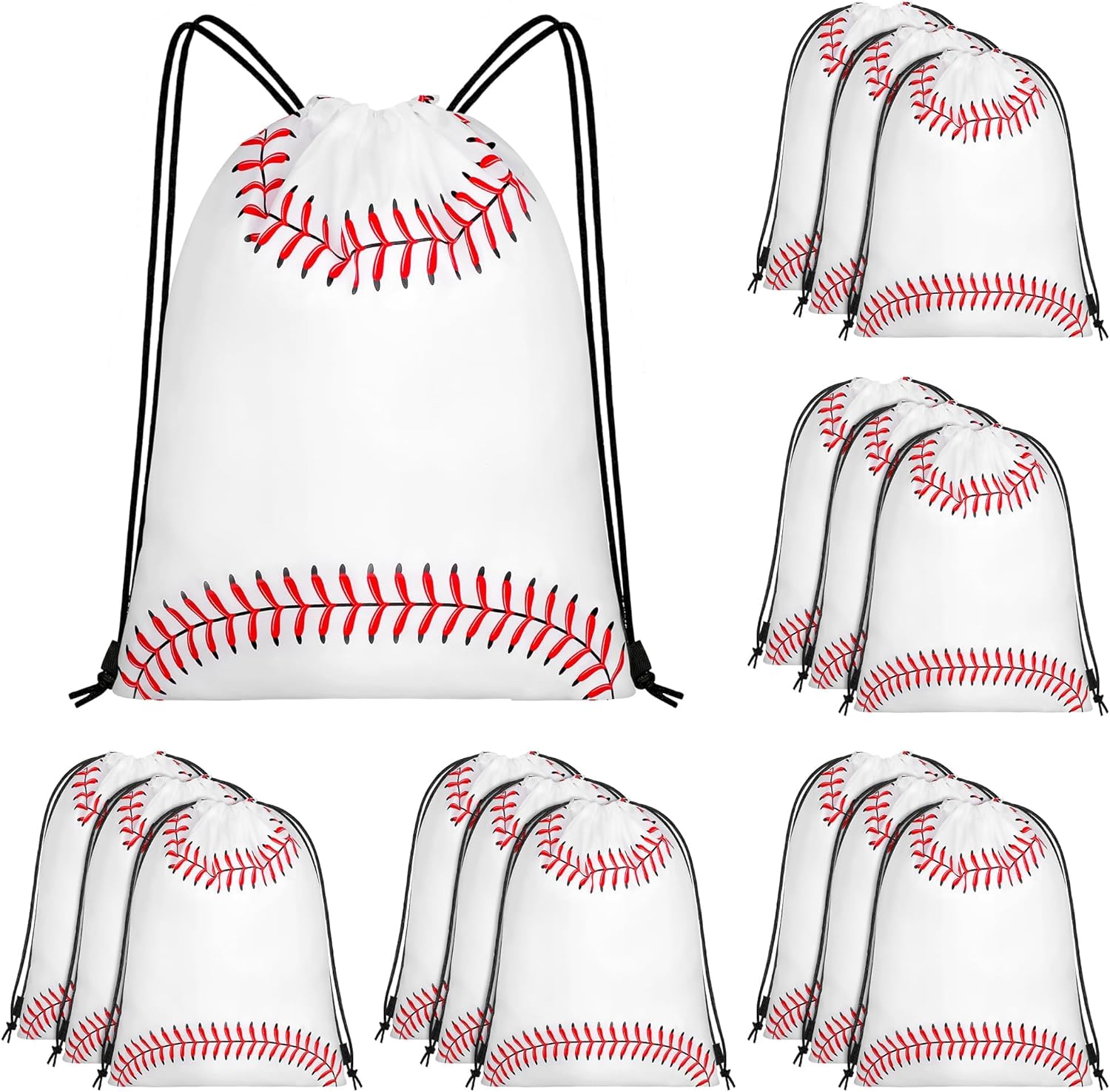 MIMIND 15 Pcs Baseball Drawstring Bags Backpack Birthday Party Goodie Favor Bags Gift Bag for Gym Sports Storage Travel