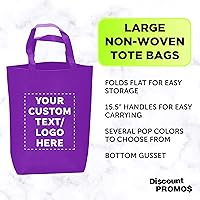 Vista 3 de DISCOUNT PROMOS Customizable Large Tote Bag, Set of 10/50/100 Heavy Duty & Reuseable Bulk Pack - Purple