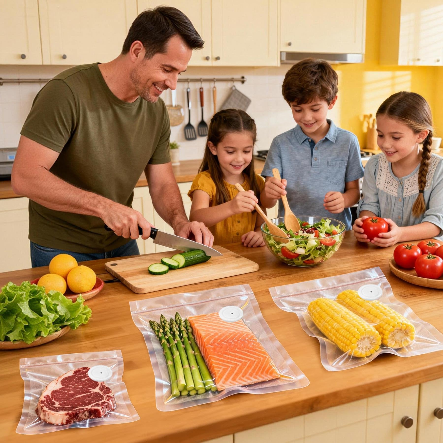 Sellador al vacío para alimentos, máquina de sellado al vacío de mano con 5 bolsas de vacío reutilizables para cocina, nevera, ahorro de comidas portátil, extiende la frescura