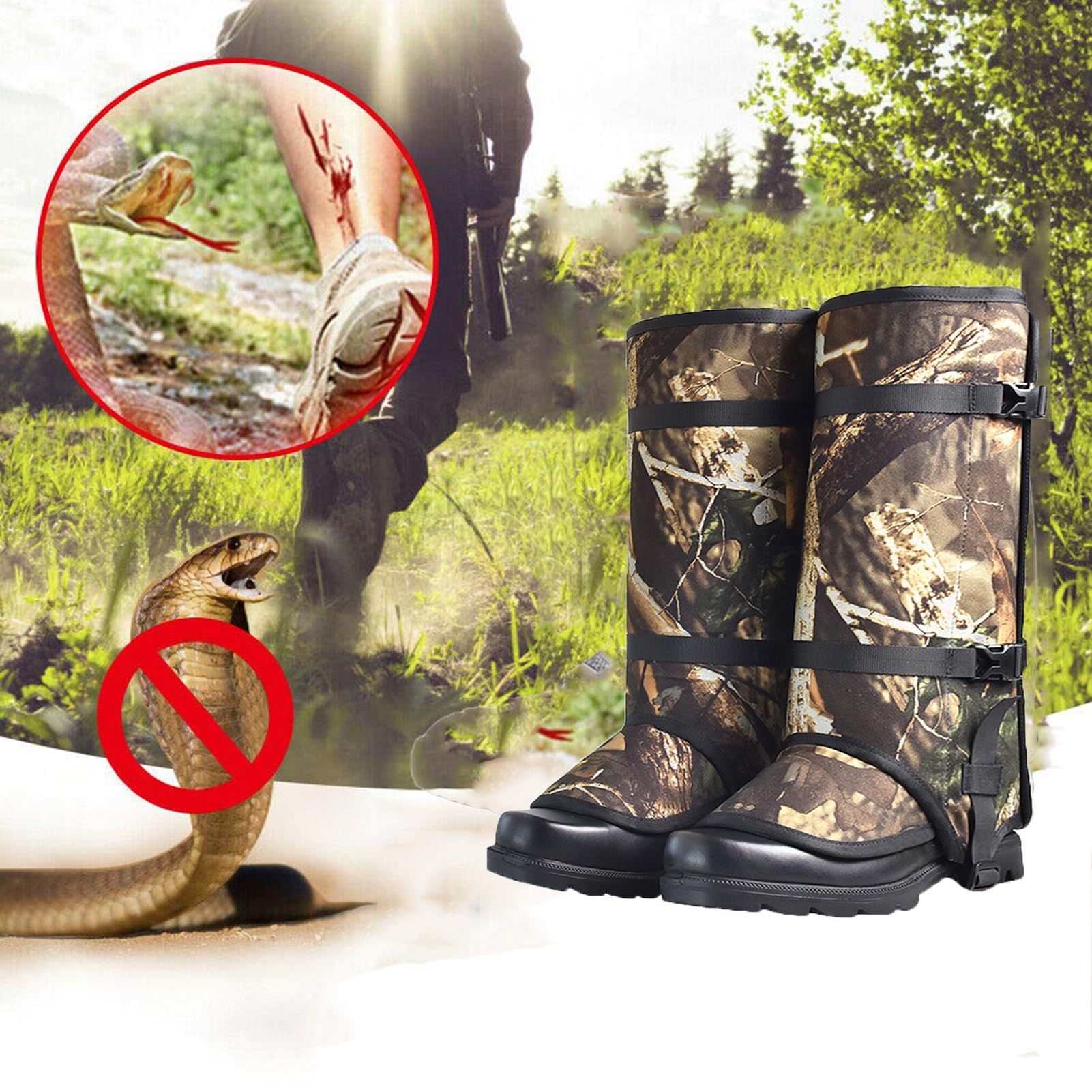 Guêtres de Jambe, guêtres de Raquettes à Neige épaisses à l'épreuve des Serpents, guêtres d'extérieur, adaptées au Camping, à l'alpinisme, au Plein air, à la Chasse et à Tout Mauvais Temps