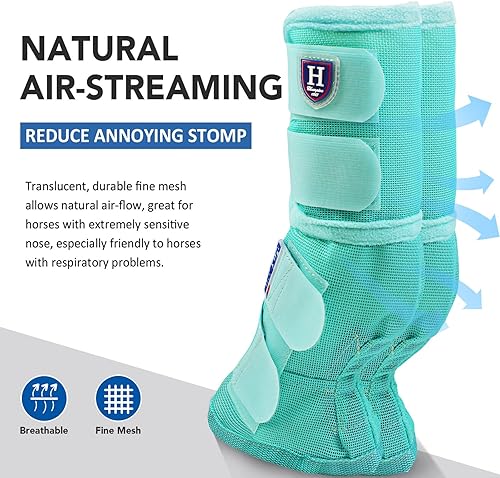 Miniatura 53 de Harrison Howard Botas para moscas de caballo, ajuste contorneado, protectores de piernas, botas de malla densa con ventilación cómoda y protección