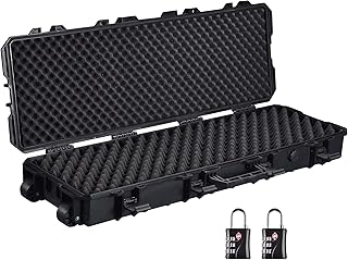 AW 40Inch Rifle Gun Case Hard Long Gun Case Portable Gun Cases For Rifles Waterproof Impact Resistance Explosion Resistance with TSA Padlock Valve For Camping in the Wild Hunting Lovers