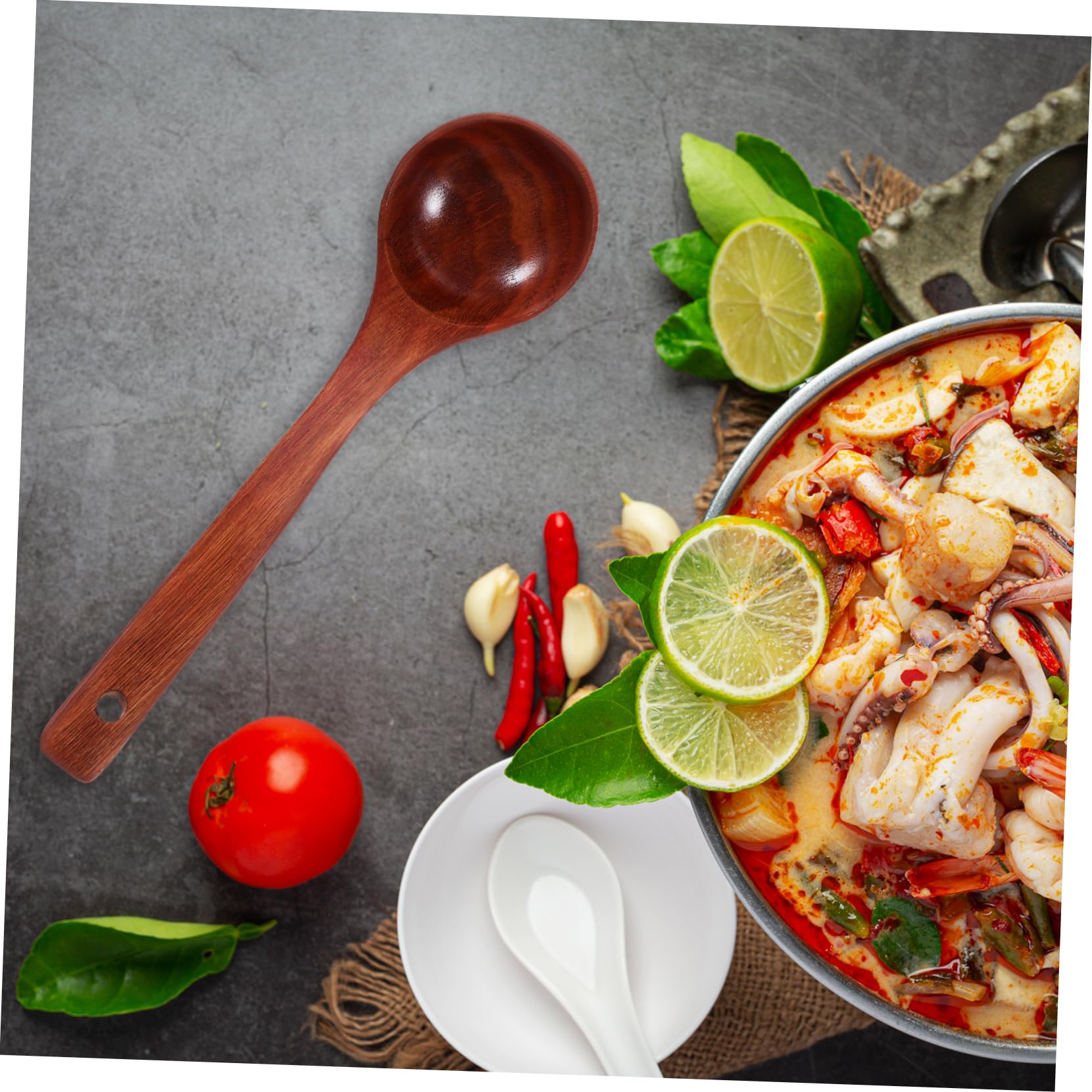 SOLUSTRE Wooden Handle Spoon Soup Ladle Wood Ladle for Soup Portable Ladle Wooden Handle Ladle Large Ladle Wooden Ladle for Soup Ladle for Kitchen Large Long Handle Ladle