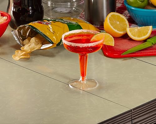 Miniatura 4 de Exquisite Paquete de 96 vasos de cóctel de plástico transparente resistente. Los vasos de cóctel desechables miden 4 pulgadas de alto con un borde