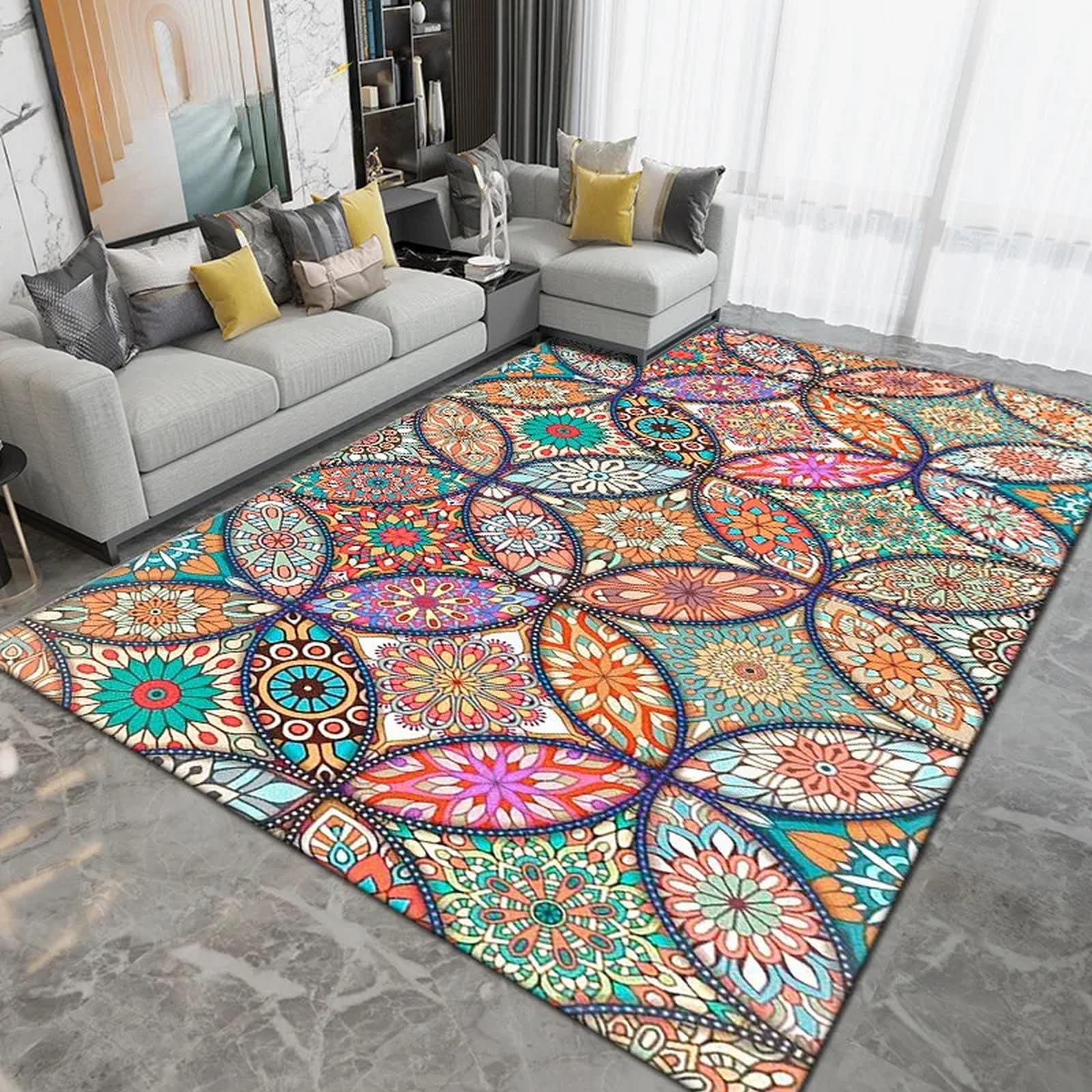 Tapis de chambre anti-slip et anti-glisse motif fleur pour sol sécurisé