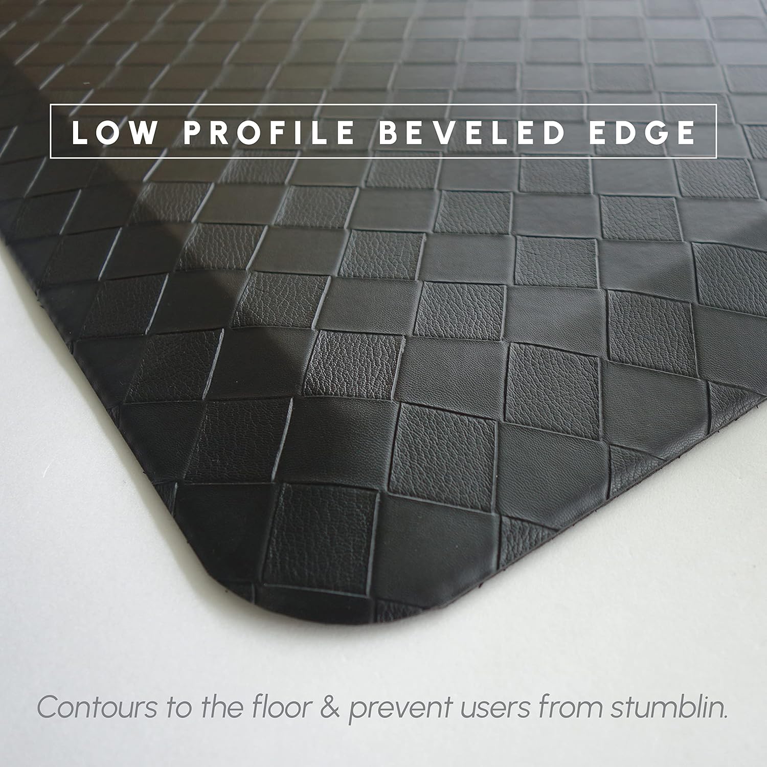 Elegant Comfort Cushioned Anti Fatigue - Extra 3/4 Inch Thick - Standing Comfort Kitchen Mat - Oversized - Waterproof, Non-Slip Backing Rug - Perfect for Kitchen, Office, Workshop, 39" X 20", Black