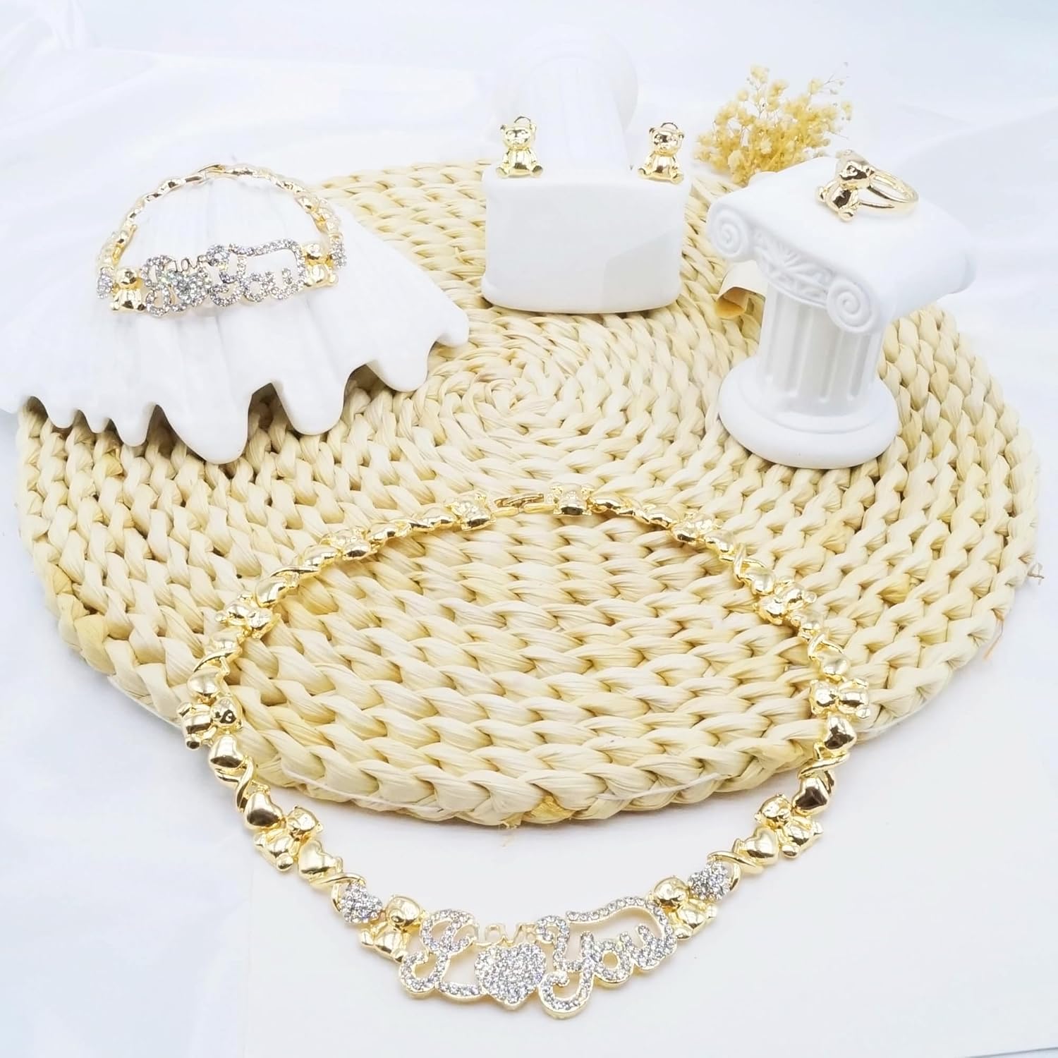 Woman Jewelry Sets Gold Jewelry Sets XOXO Women's Gold Jewelry Fashion Jewelry Necklaces Earrings Woman Accessories Bracelets Jewelry Gifts Love Necklaces - Image 8