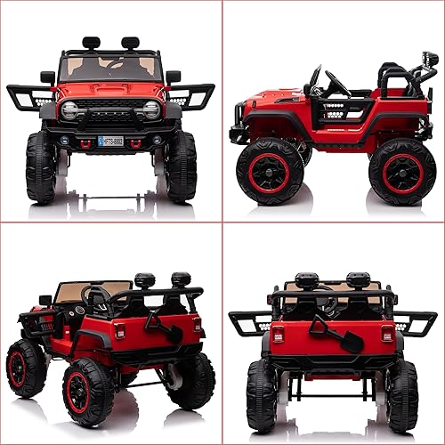 Miniatura 7 de Camión de coche de 2 plazas para niños de 24 V con asiento extra ancho de 20 pulgadas, vehículo eléctrico para niños conmutable 4WD2WD con control