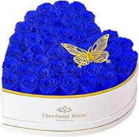 Vista 7 de Eterfield 27 flores para siempre en caja con forma de corazón, rosas preservadas que duran un año, flores preservadas, regalos de cumpleaños