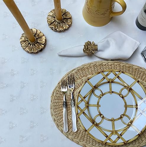 Miniatura 6 de Amelie Michel Servilleta francesa jacquard de lujo en abeja maya, marfil  Resistente a las manchas, fácil cuidado, lavable a máquina, tela fabricada