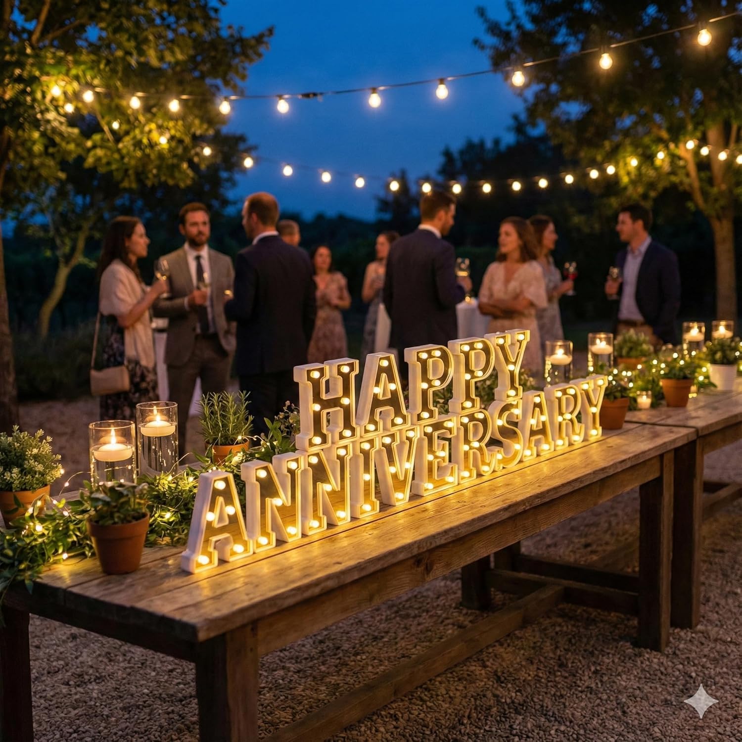 LED Happy Anniversary Sign Lights - Mirror Surface Marquee Letter Warm White Neon Light Decorations for Valentine's Day Work Wedding Romantic Celebration Party Wall Table Decor