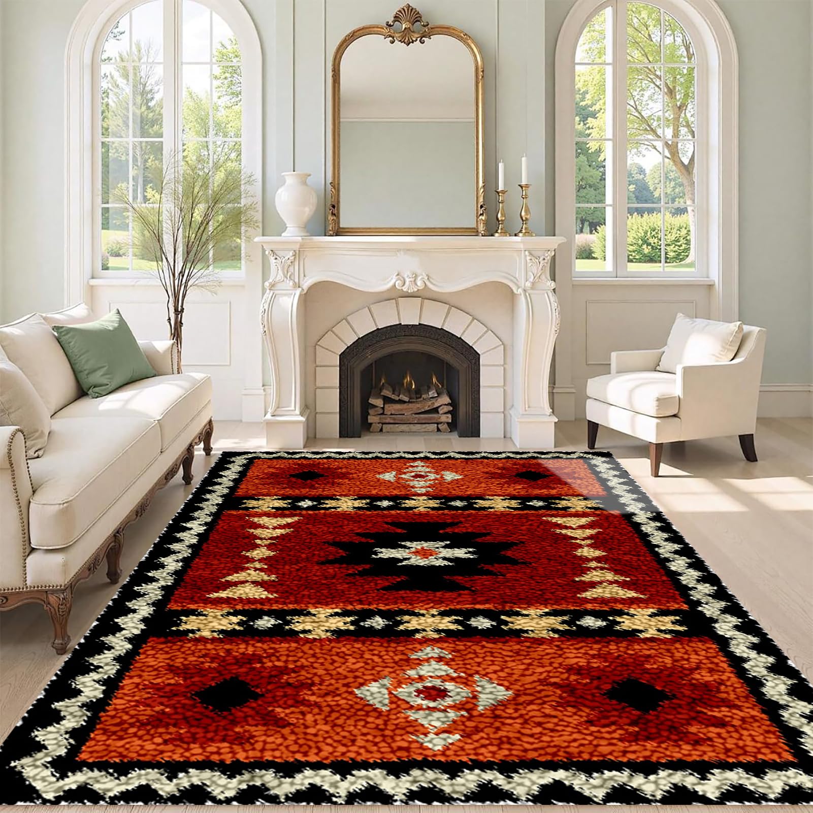 QUIYAEZY Large Latch Hook Kits for Adults, Latch Hook Rug Kits 80x115 cm Tapestry Kits Rug for Beginners, Pre-Printed Pattern Embroidery Carpet Home Decoration, Rug Making Kit for Beginners