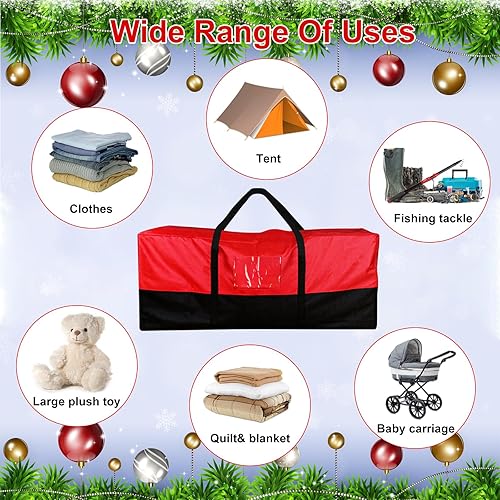Miniatura 5 de Bolsa de almacenamiento para árbol de Navidad, se adapta a árboles artificiales de hasta 8 pies de alto, bolsa de árbol Oxford 600D resistente con