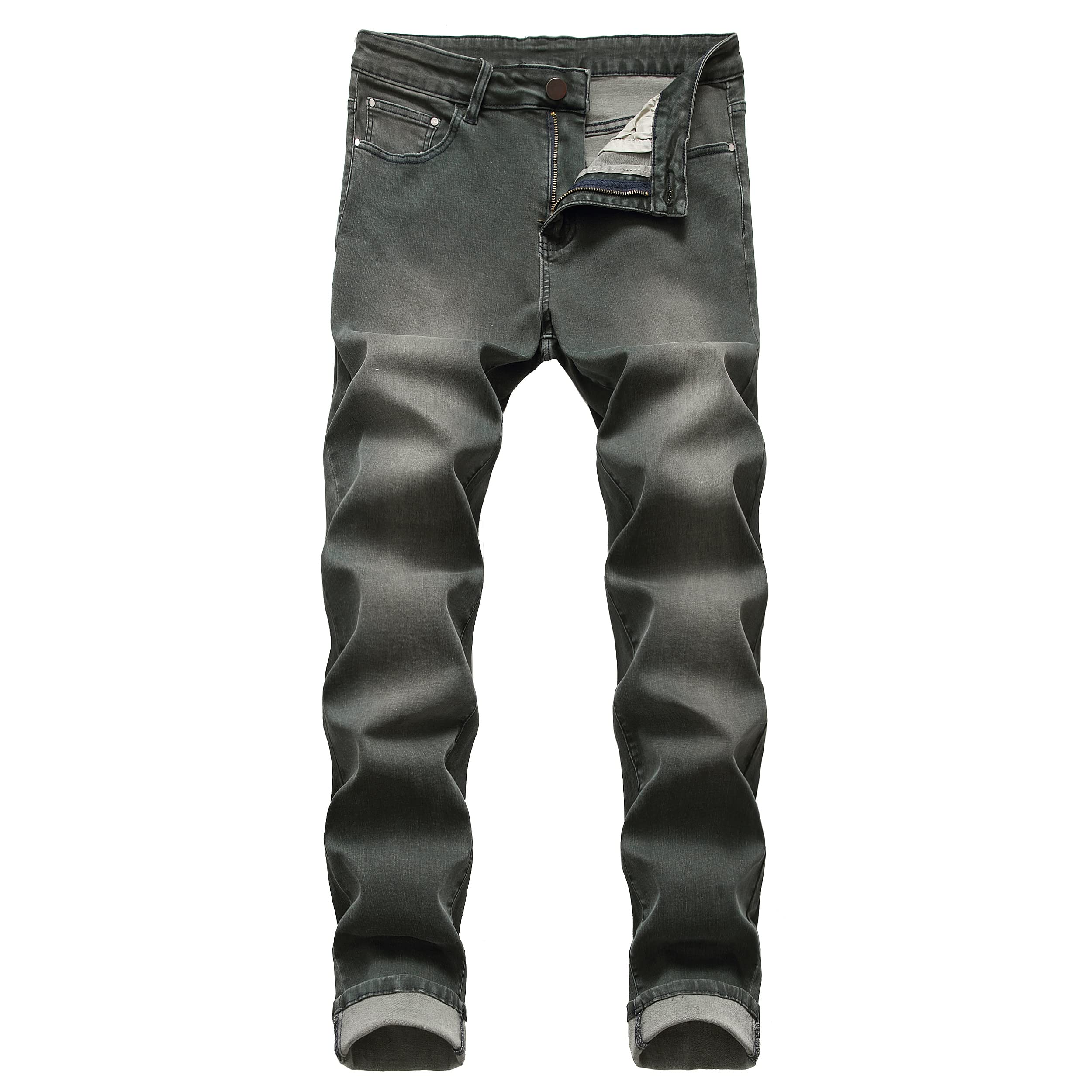 DANT BULUN Men's Ripped Distressed Destroyed Slim Fit Straight Leg Denim Jeans