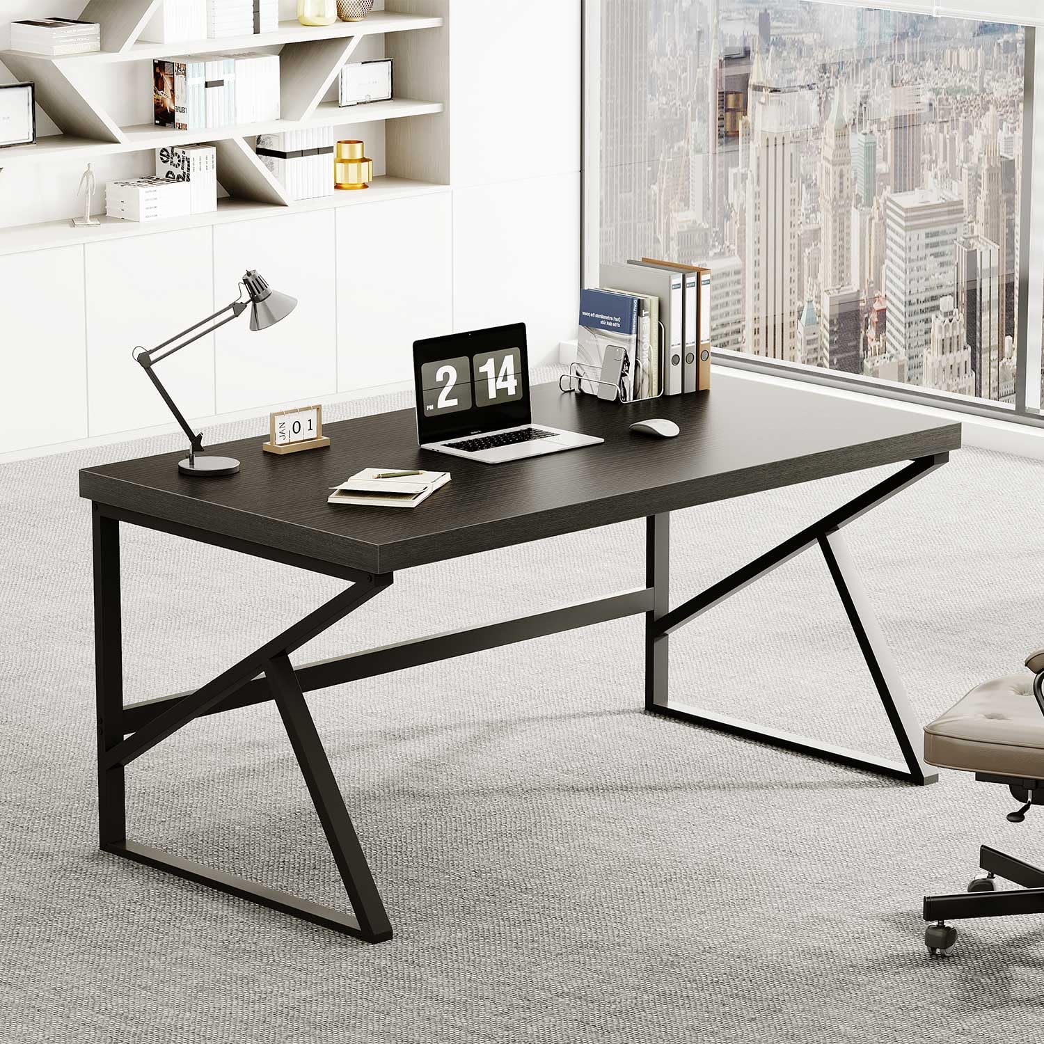 HSH Schreibtisch Computertisch PC Tisch Bürotisch Schwarz 140 cm | Schreibtisch Groß 140x60 Homeoffice Bürotisch Holz Computer Desk
