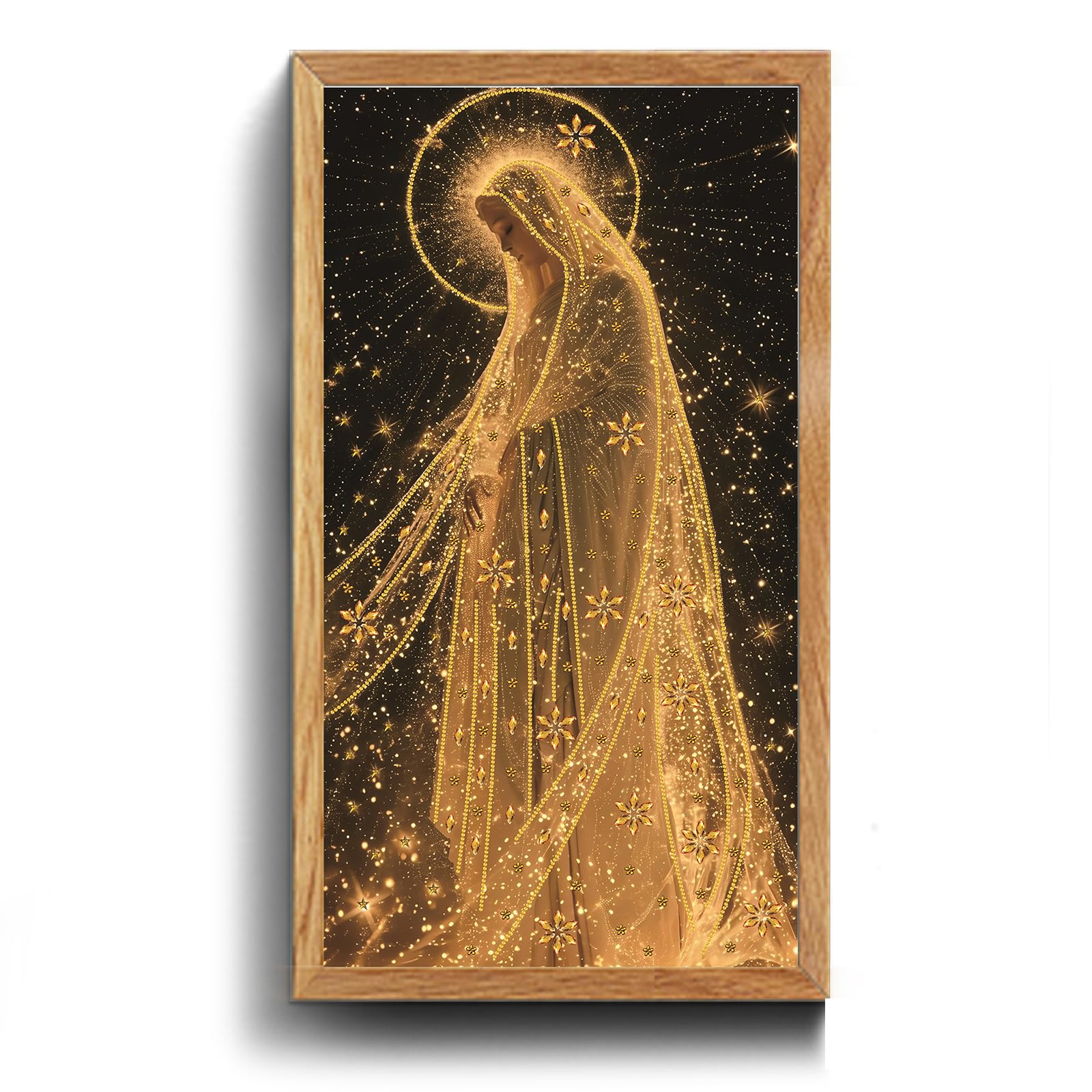 POETRYDRAW Golden Halo Holy Figure 5D DIY Diamond Art Painting Kit Large 15.75x27.56inch for Adults & Beginners Home Decor
