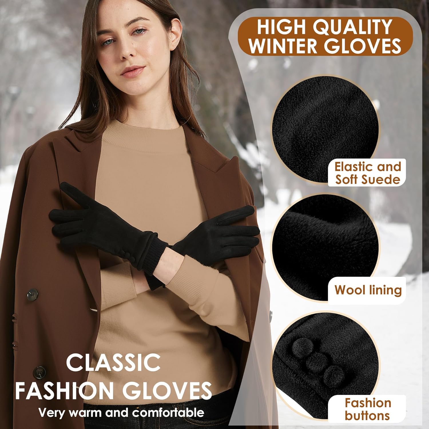 Dsane Womens Gloves Winter Touch Screen Texting Phone Windproof Gloves for Women Fleece Lined Thick Warm Gloves - Image 2