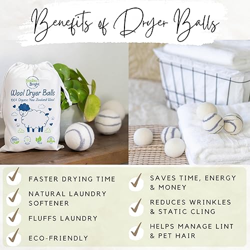 Miniatura 2 de Bolas secadoras de lana orgánica, reutilizables, juego de 6 unidades, XL, 100 % pura lana de Nueva Zelanda, bolas suavizantes naturales