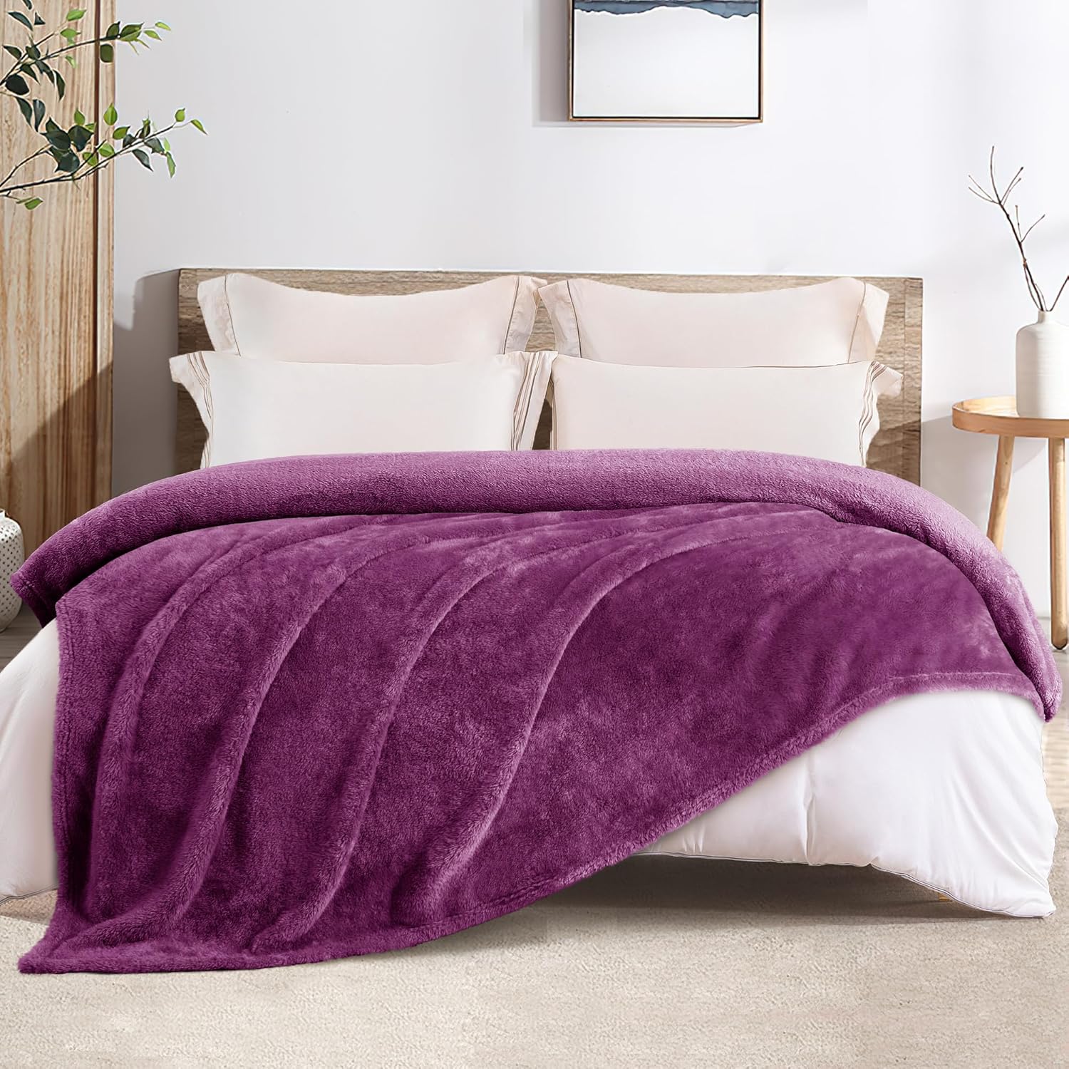 Whale Flotilla Purple King Size Blanket for Bed, 300GSM Soft Warm Fleece Fabric, Decorative Lightweight Plush Fluffy Blankets for All Season, 90x104 Inch - Image 3