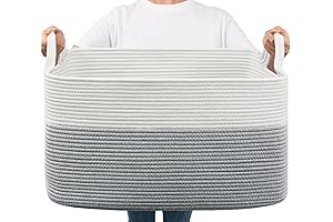 Goodpick 65L Grey Cotton Rope Storage Basket for Toy