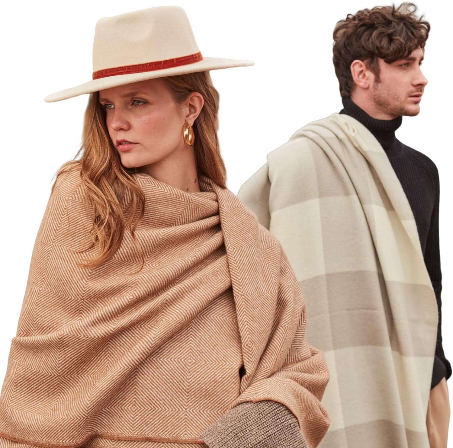 Diamonds 100% Baby Alpaca Throw Blanket - Wearable Winter Shawl Unisex Large 78.5" x 51" Women Winter Scarf