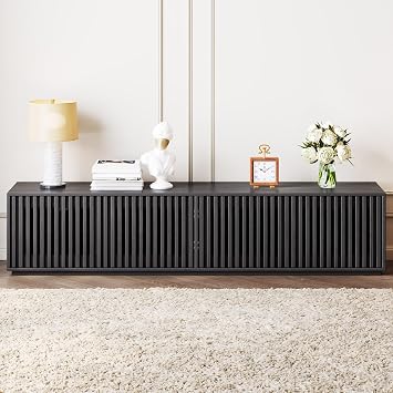 TV Stand TV Board Media Console for Inch TVs, Cabinet TV Stand TV Board Low Board TV Board 160W 40H 42CM Midcentury Modern Entertainment Center for Bedroom Black