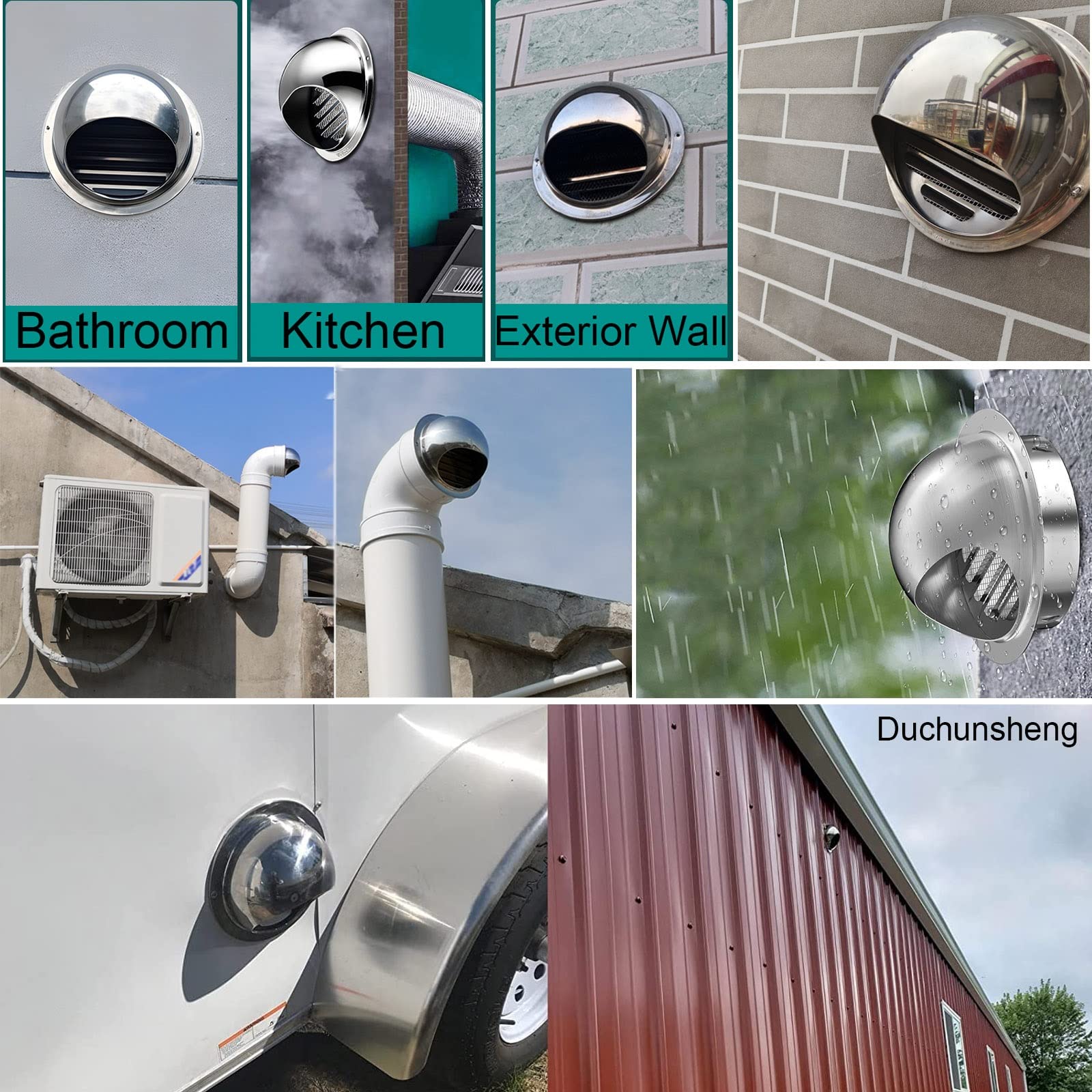 Cappe Griglia di Aerazione Sfiato Esterno da 60-300mm, Griglia di Ventilazione A Sfera, con Zanzariera, Ventilatori Griglie Sfiati per Scarico A Parete Esterna, Scarico Cappa, Aria Fresca