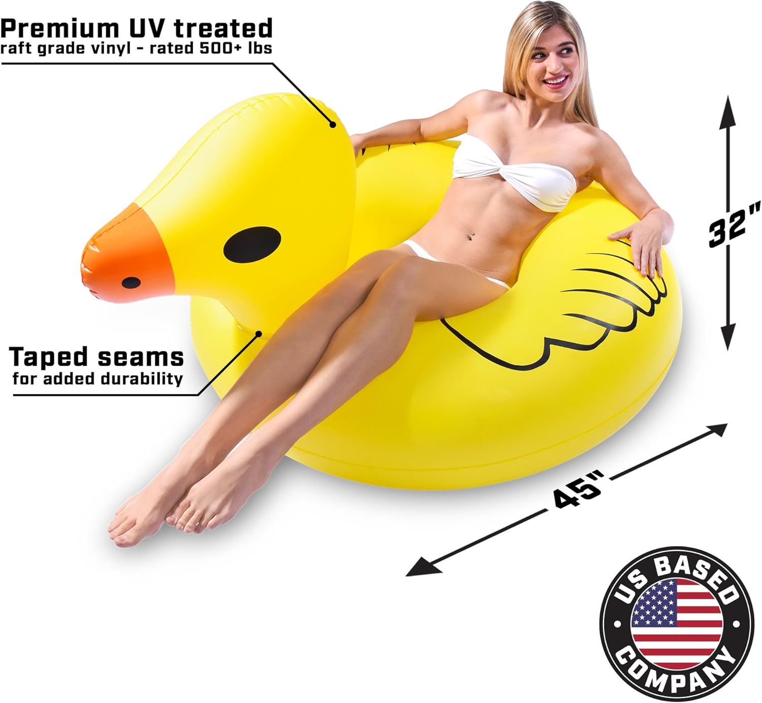 GoFloats Duck Party Tube Inflatable Raft, Float In Style (for Adults and Kids)