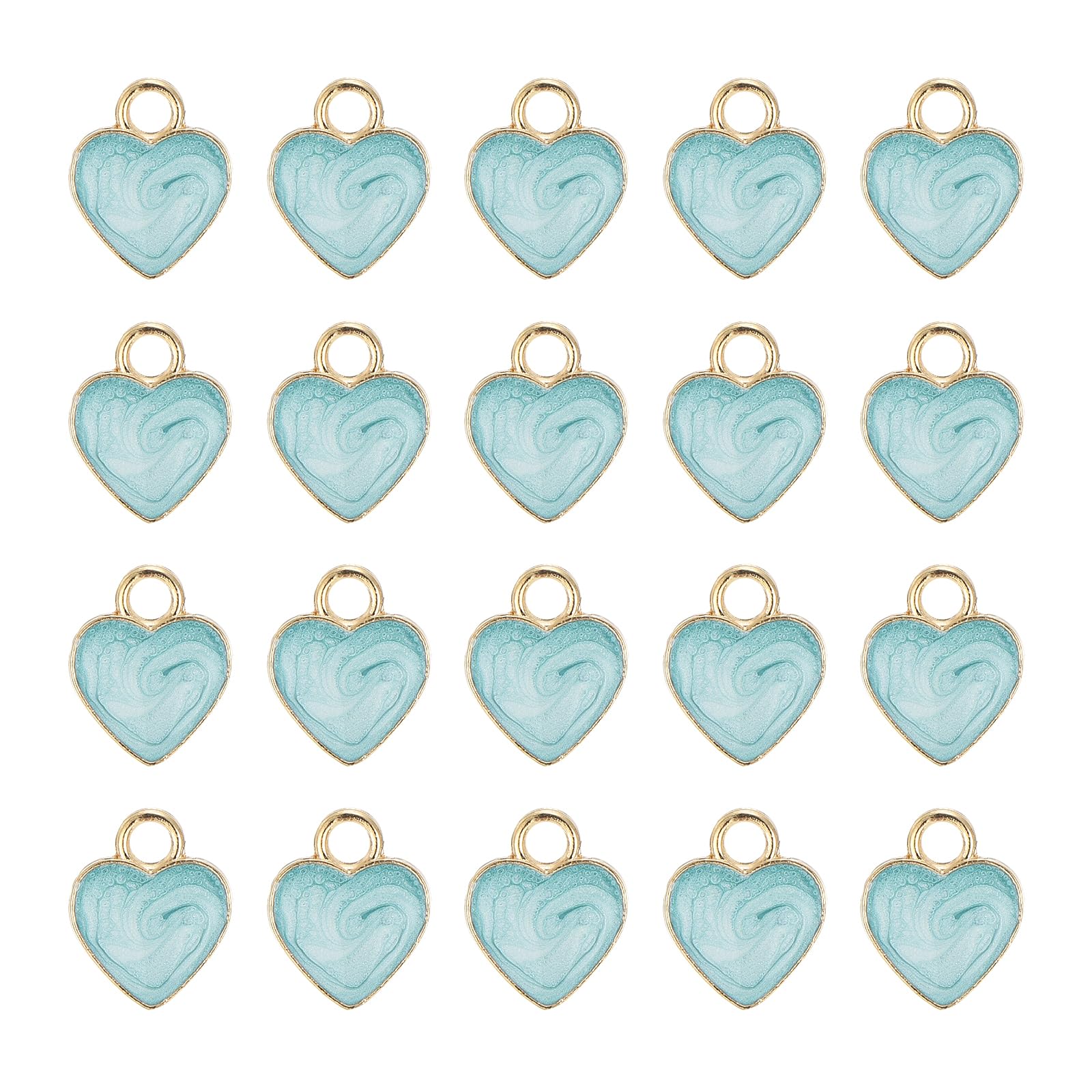 uxcell 40 Pcs Heart Charm, Gold Plated Charm for DIY Mobile Phone Accessories Keychain Crafting, 12x10mm, Blue