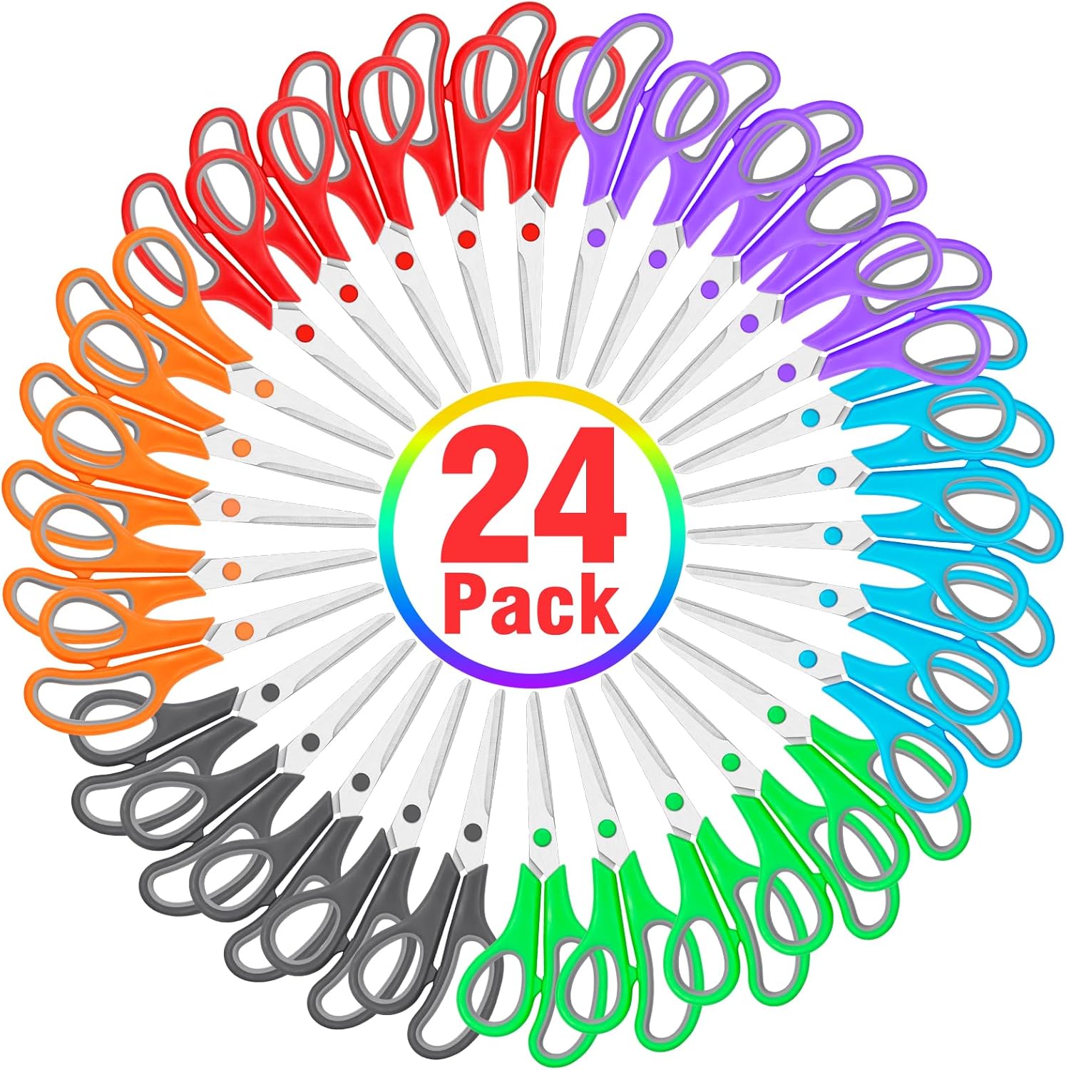 48 Pack Scissors Bulk, 8 Inch Sharp Scissors All Purpose for Office School Classroom, Shear Fabric Sewing Craft Cutting Paper for Adults Teachers Students, School Supplies for Right/Left Handles