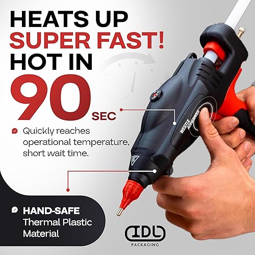 Vista 17 de IDL Packaging GG-220 Pistola de pegamento caliente industrial de 200 W de tamaño completo para barras de pegamento de 1/2 pulgada, calentamiento