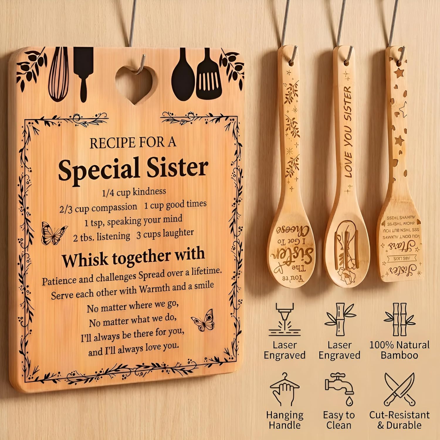 Personalized Cutting Board, Birthday Gift for Sister, Sisters Gifts from Sister, Unique Birthday Gifts for Sister, Big Sister Gifts, Sister Birthday Gifts from Sister, Happy Birthday Sister