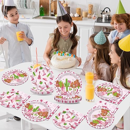 Miniatura 81 de gisgfim 96 piezas de suministros de fiesta de cumpleaños de pollo, platos de papel, servilletas de fiesta temática de pollo, decoraciones